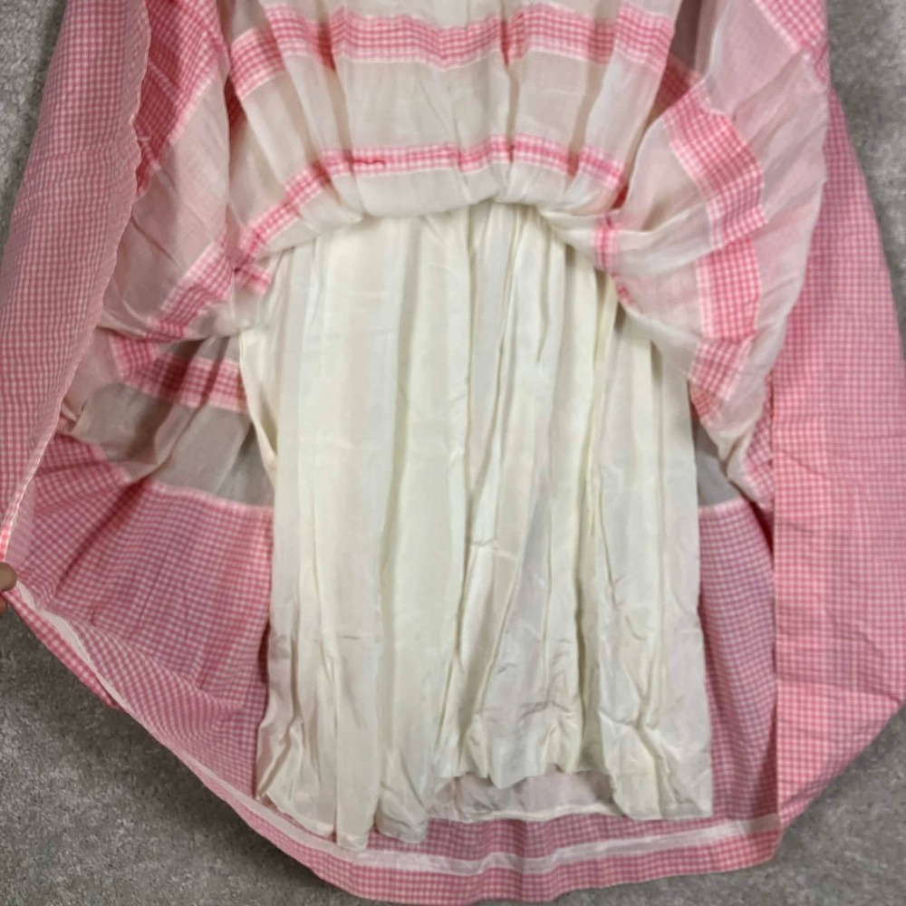 Vintage 50s Pink Gingham Organza Fit and Flare Dress White Sleeveless Midi - Picture 7 of 16